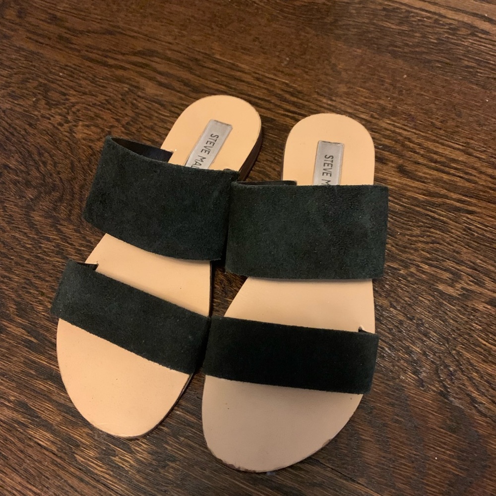 Steve Madden Black Suede Slides